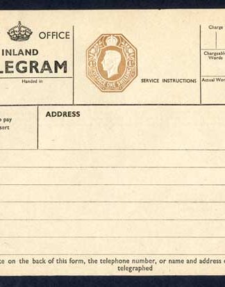 TP28 KGVI 1/- Post Office Telegram Form