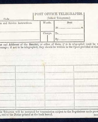TP11aa QV 6d Post Office Telegraph Form Harrison and Sons