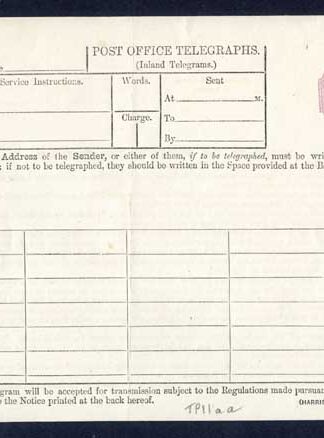 TP11aa QV 6d Post Office Telegraph Form Harrison and Sons