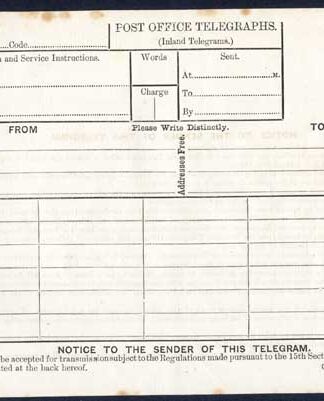TP10 QV 1s Post Office Telegraph Form Harrison and Sons