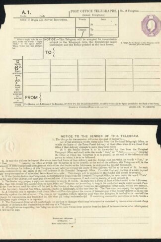 TP17a KEVII 6d Post Office Telegraph Form McCorquodale and Co