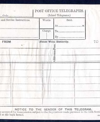 TP10 QV 1s Post Office Telegraph Form