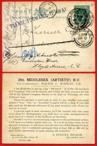 CP42 KEVII 1/2d Blue Green Postcard Size D Used
