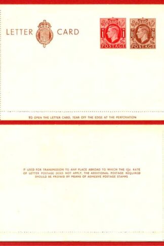 LCP14a KGVI 1 1/2d and 1d Compound Stamped Letter Card Gummed on Front Half MINT