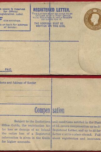 RP54 KGVI 5 1/2d Brown Registered Letter size F Mint