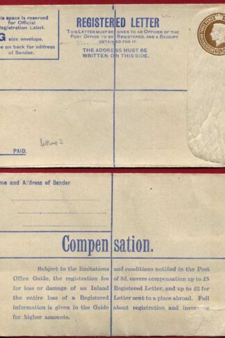 RP55 KGVI 5 1/2d Brown Registered Letter size G Mint