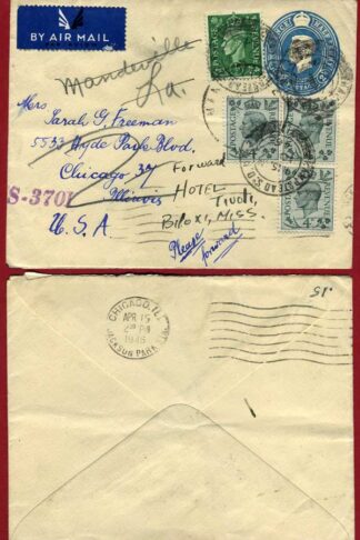 EP76 KGVI 2 1/2d Blue Envelope Post Office Issued size H Used