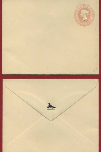 EP30 QV 1d Pink Envelope Size H Mint Ornate Bird on Flap