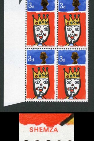 SG713c 1966 3d Christmas (Ordinary) with Missing T Variety Block of 4 U/M