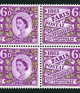 SG636p 1963 6d Paris with Three Phosphor Bands Block of 4 U/M