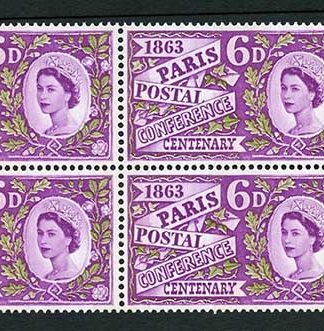 SG636p 1963 6d Paris Phosphor Block of 4 U/M