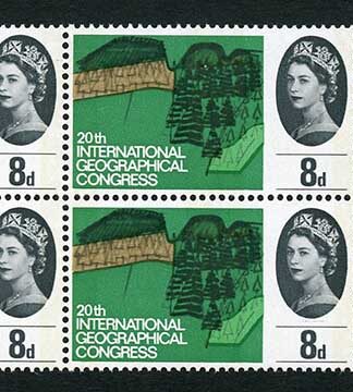Spec WP48a 1964 8d Geographical with Narrow Band at Left Block of 6 U/M