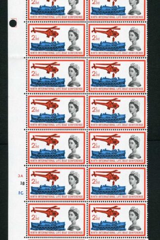 Spec W34a 1963 2 1/2d Lifeboat with Missing Neckline Variety Cyl Block of 20 U/M