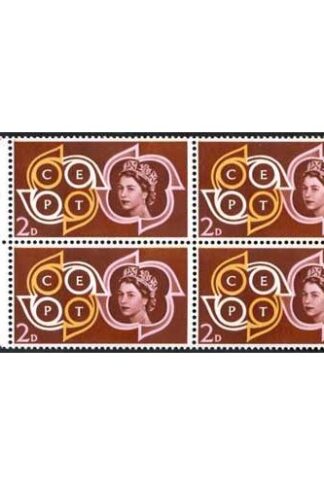 Spec W21b 1961 2d CEPT with White Ear Variety Block of 4 U/M