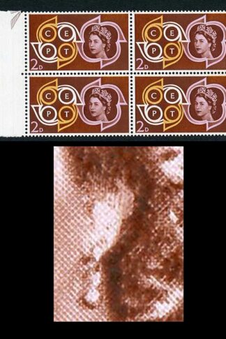 Spec W21 1961 2d CEPT with White Ear Variety Block of 4 U/M