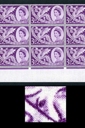 Spec W9d 1958 3d Games with Body Flaw (State II) Cyl Block of 9 U/M