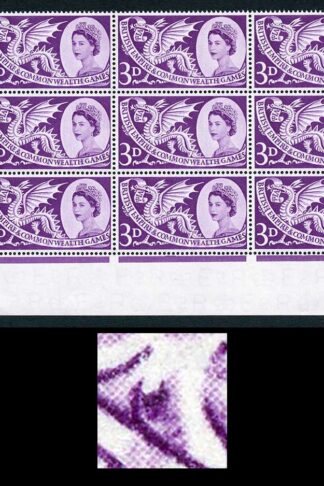 Spec W9d 1958 3d Games with Body Flaw (State II) Cyl Block of 9 U/M
