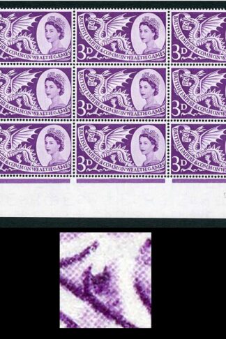 Spec W9d 1958 3d Games with Body Flaw (State II) Cyl Block of 9 U/M