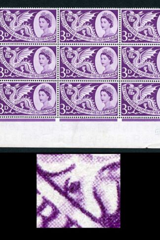 Spec W9d 1958 3d Games with Body Flaw (State II) Cyl Block of 9 U/M