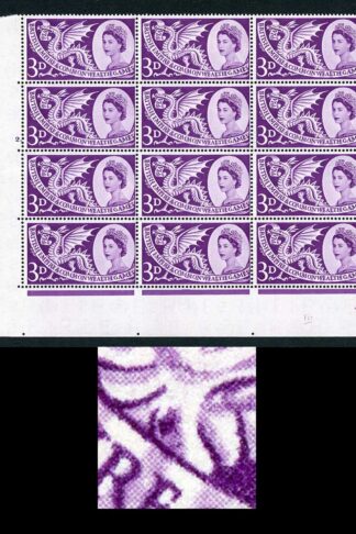 Spec W9d 1958 3d Games with Body Flaw (State II) Cyl Block of 12 U/M