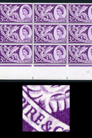 Spec W9d 1958 3d Games with Body Flaw (State II) Cyl Block of 9 U/M