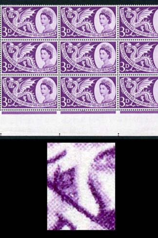 Spec W9d 1958 3d Games with Body Flaw (State II) Cyl Block of 9 U/M