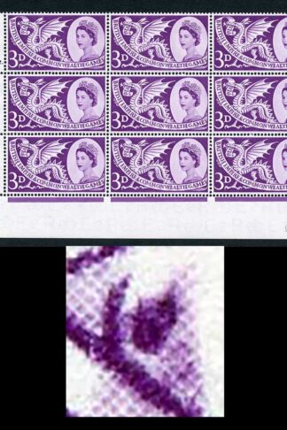 Spec W9d 1958 3d Games with Body Flaw (State II) Cyl Block of 9 U/M