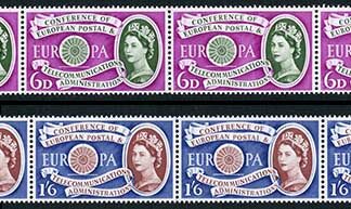 SG621/2 1960 Europa Set Strips of 6 U/M
