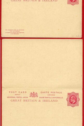 CP57a KEVII 1d+1d Pale Carmine Foreign Reply Card Mint