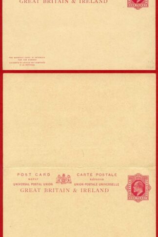 CP57a KEVII 1d+1d Pale Carmine Foreign Reply Card Mint