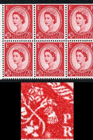SB81i 2 1/2d Wmk Edward Upright White Flaw Below Thistle Pane of 6 U/M
