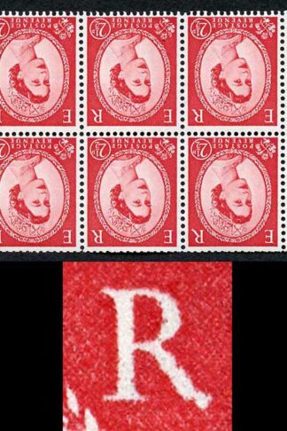 SB81ad 2 1/2d Wmk Edward Inverted R Flaw Pane of 6 U/M