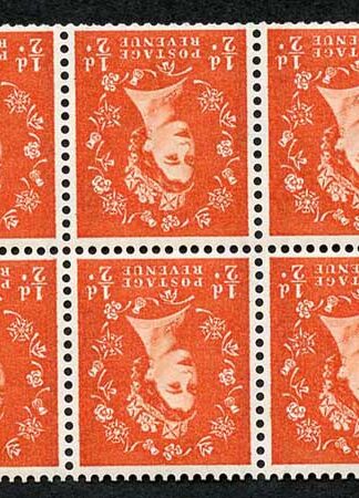 SB14a 1/2d 2nd Graphite Wmk Crowns Inverted Booklet Pane of 6 U/M