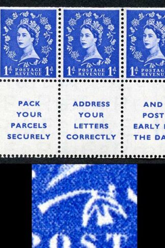 SB29c 1d Se-tenant Pack Your Parcels Pane Wmk Edward Upright Daffodil Flaw U/M