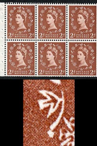 SB78g 2d Light Red-Brown Wmk Edward Upright Daffodil Stem Flaw Pane of 6 U/M