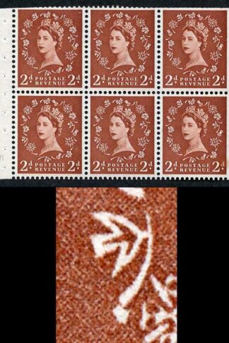 SB78g 2d Light Red-Brown Wmk Edward Upright Daffodil Stem Flaw Pane of 6 U/M