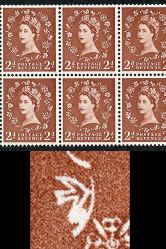 SB78c 2d Light Red-Brown Wmk Edward Upright Daffodil Flaw Pane of 6 U/M