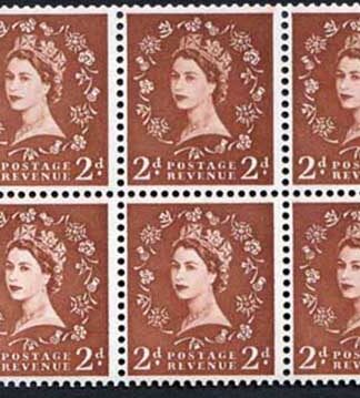 SB78 2d Light-Red Brown Wmk Edward Upright Booklet Pane of 6 U/M
