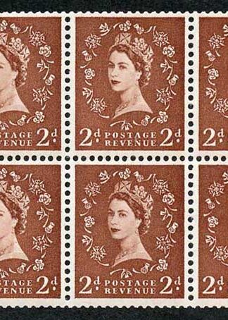 SB78 2d Light-Red Brown Wmk Edward Upright Booklet Pane of 6 U/M