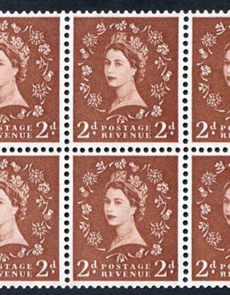 SB78 2d Light-Red Brown Wmk Edward Upright Booklet Pane of 6 U/M