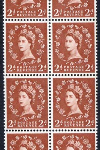 ST5(3)b 2d Dollis Hill Green AOP Wmk Upright Block of 8 U/M