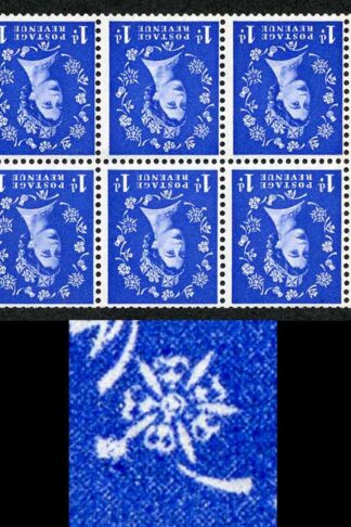 SB26ac 1d Wmk Edward Inverted Booklet Pane with Rose Flaw U/M