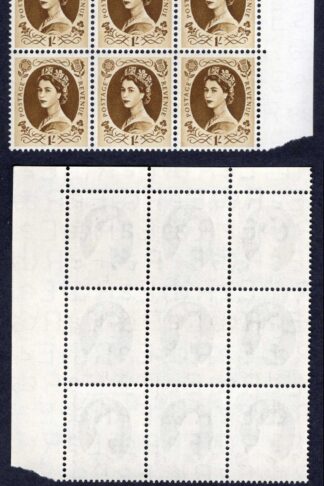 SG554 1/- Edward Block of 12 inc Dot by Leaf Retouched