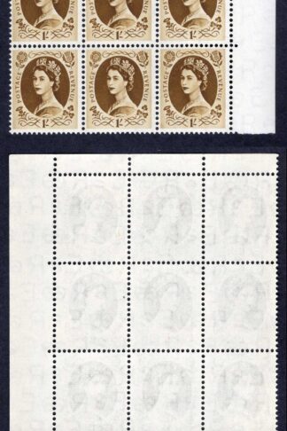 SG554 1/- Edward Block of 12 inc Dot by Leaf Retouched