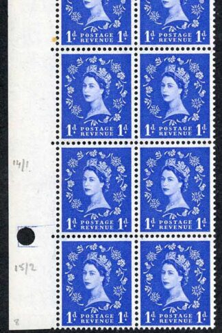 Spec S15b 1d 1st Graphite Block inc Daffodil Flaw U/M (ebay 1)
