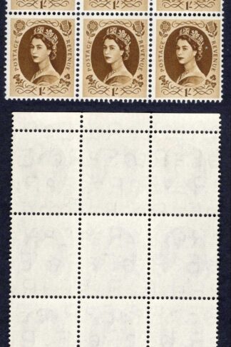 SG554 1/- Edward Block of 9 inc Dot by Leaf State 1