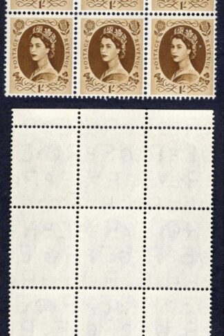 SG554 1/- Edward Block of 9 inc Dot by Leaf State 1