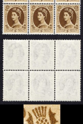 SG554 1/- Edward Block of 6 inc Dot by Leaf State 1