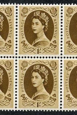SG554 1/- Edward Block of 6 inc Dot by Leaf State 1
