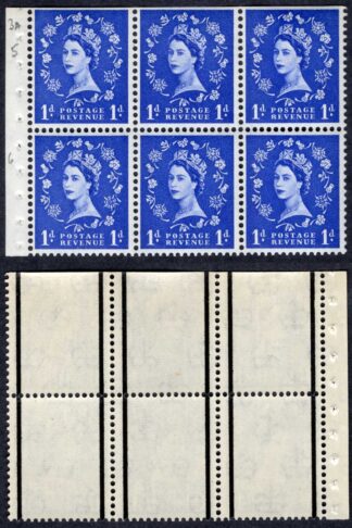 SB39 1d Wmk Crowns Upright Graphite Line Booklet Pane of 6 U/M